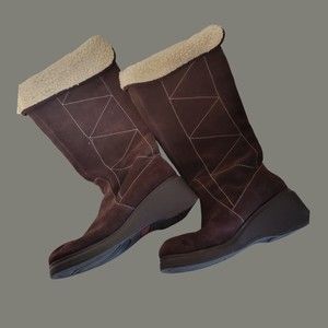 Vintage Bongo Y2K Leather Suede Boots Sherpa Lined Women’s Size 6 M‎